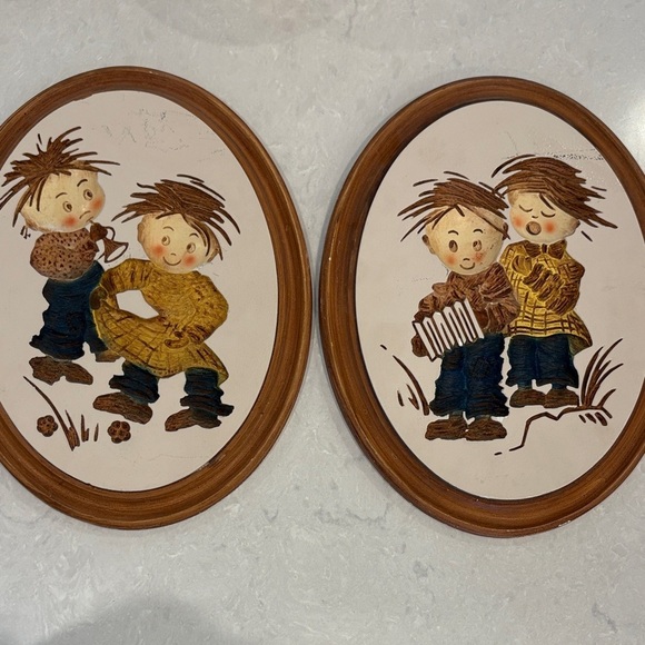 modfran Other - Vintage Style Brown and Cream Wall Art Set